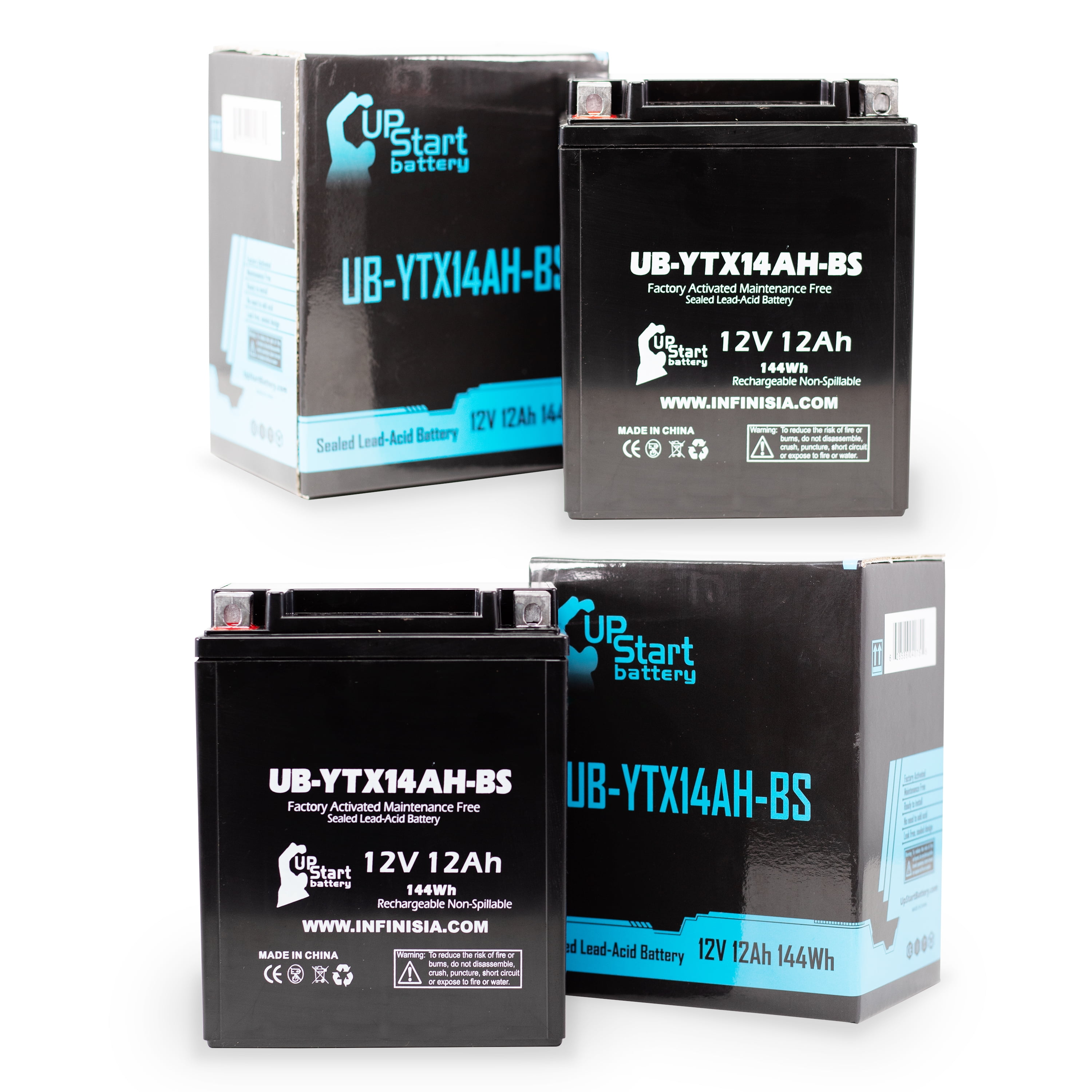 12V 12Ah YTX14AHL-BS AGM Battery - Replacement For Arctic Cat 300 & Suzuki King Quad 300 ATV, Maintenance-Free