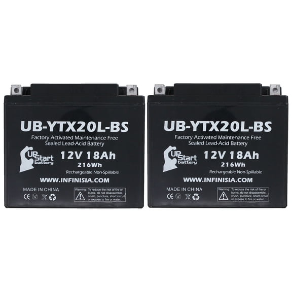 2-Pack UB-YTX20L-BS Battery Replacement for 2017 BRP (Sea-Doo) SPARK 900 CC Personal Watercraft - Factory Activated, Maintenance Free, Motorcycle Battery - 12V, 18AH, UpStart Battery Brand