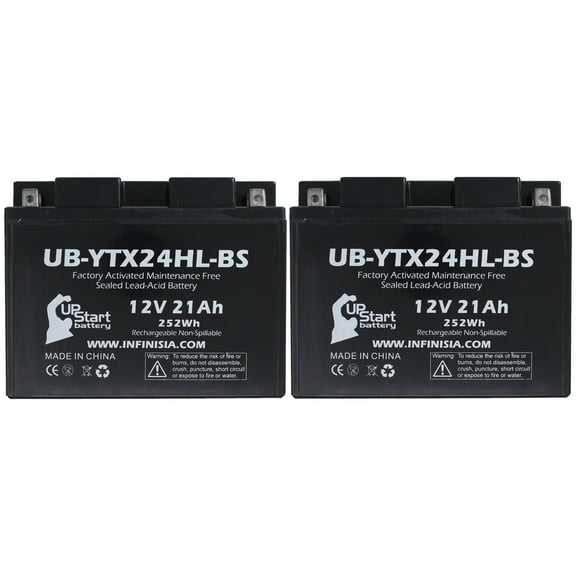2-Pack UB-YTX24HL-BS Battery Replacement for 2015 BRP (CAN-AM) Spyder (RT, F3) 1330 CC Motorcycle - Factory Activated, Maintenance Free, Motorcycle Battery - 12V, 21AH, UpStart Battery Brand