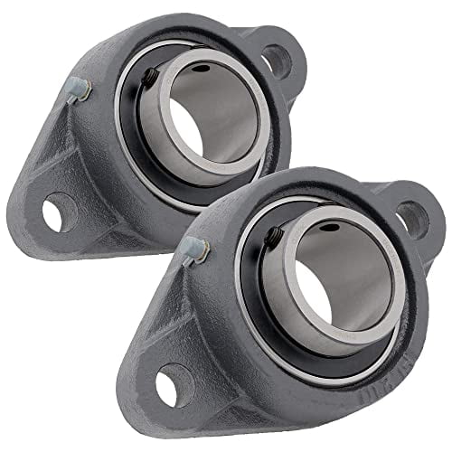 [2-Pack] UCFL210-31 - 2-Bolt Flange-Mount Ball Bearing Unit, Insert Bearing UC210-31, Cast Iron Housing FL210, Bore (Shaft Diameter) 1-15/16 in, Set Screw Locking, Grease Fittings