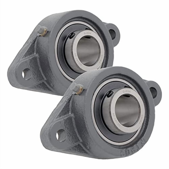 [2-Pack] UCFT207-20 - 2-Bolt Flange-Mount Ball Bearing Unit, Insert Bearing UC207-20, Cast Iron Housing FT207, Bore Shaft 1-1/4 in (31.75 mm), Set  Locking, 6-1/8 in (.575 mm) Flange Length