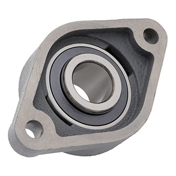 [2-Pack] UCFT207-20 - 2-Bolt Flange-Mount Ball Bearing Unit, Insert Bearing UC207-20, Cast Iron Housing FT207, Bore Shaft 1-1/4 in (31.75 mm), Set Screw Locking, 6-1/8 in (155.575 mm) Flange Length