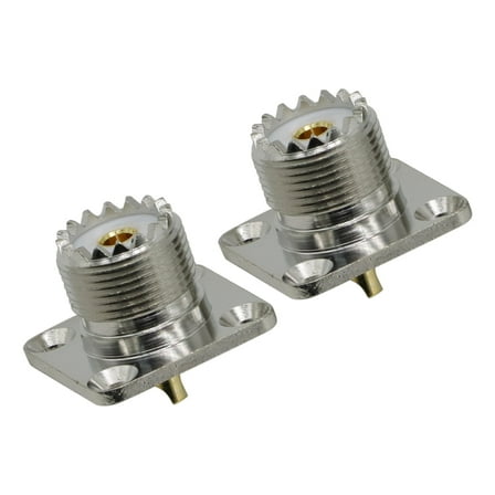 2-Pack UHF Female Jack SO-239 Bulkhead Panel Chassis Solder Cup Mount Connectors