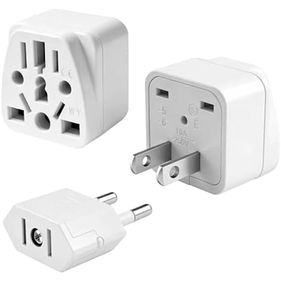 2 Pack UK to US Plug Adapter, US to China Plug Adapter, UK,AU,in,CN,JP,Asia,Italy,Brazil,EU to US Plug Adapter(Type A), Australia to USA Plug Adapter, White