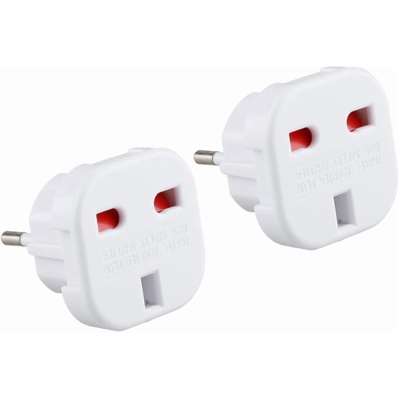 2 Pack UK to EU Travel Plug Adapter - Type C/E/F for Spain,France,Italy,Germany,Portugal,Netherlands,Greece,Turkey and More European Countries(Black)