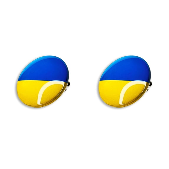 2-Pack, UKRAINE FLAG PINs, Super Shiny Bright Oval Dome Brooches Lapel Pin, 1" - 2 Pieces