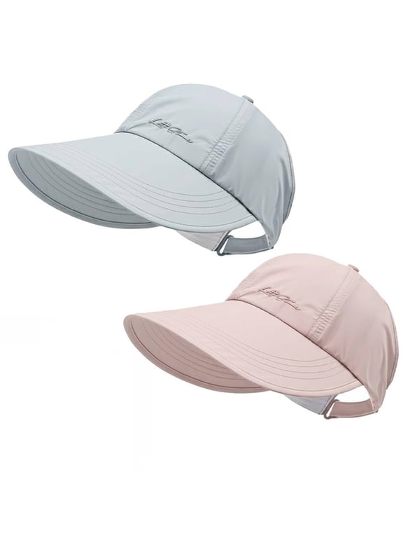 2 Pack UPF Sun Protection Baseball Hat for Men and Women,Quick-Drying Waterproof Lightweight Wide Large Brim Visor UV Shade Adjustable Ponytail Cooling Outdoor Sports Cap,Golf Dad Hat Light Blue