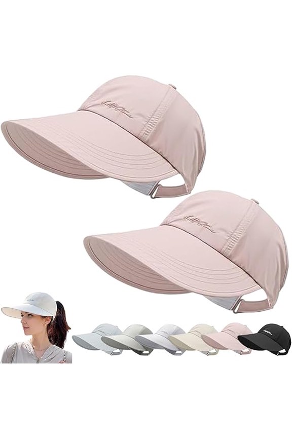 2-Pack UPF Sun Protection Baseball Hat for Men and Women, Adjustable UV Protection Wide Brim Baseball Hollow Top Cap(E)