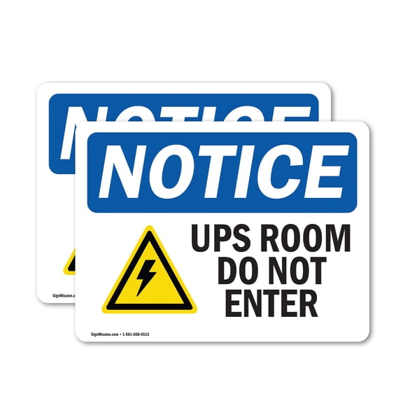 (2 Pack) UPS Room Do Not Enter Sign With Symbol OSHA Notice Sign 24 Inch X 18 Inch Vinyl Label Decal Sticker Weather Resistant, UV Protected for Workplace, Business, and Construction