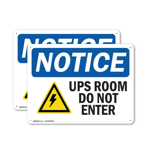 (2 Pack) UPS Room Do Not Enter OSHA Notice Sign 24 Inch X 18 Inch Plastic Sign, Weather Resistant, UV Protected for Workplace, Business, and Construction Site, Made in the USA