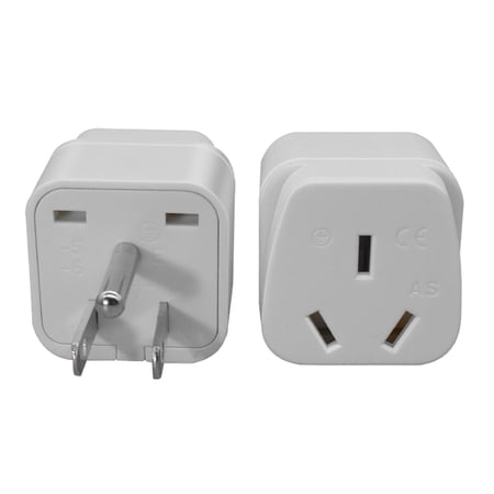 (2 Pack) US AU Plug Adapter,Australian Plug Adapter from USA, USA Standard 3 Prong Nema 5-15P Plug to AU Female Socket Power Converter Trave Adapter Electrical Adapter (US to AU Adapter ,White)