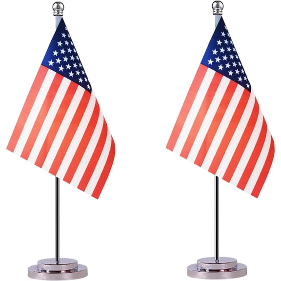 2 Pack US America USA American Desk Flags, Small Mini US America USA American Table Flag,Miniature International World Country Desktop Flags,Festival Events Celebration,Office decoration