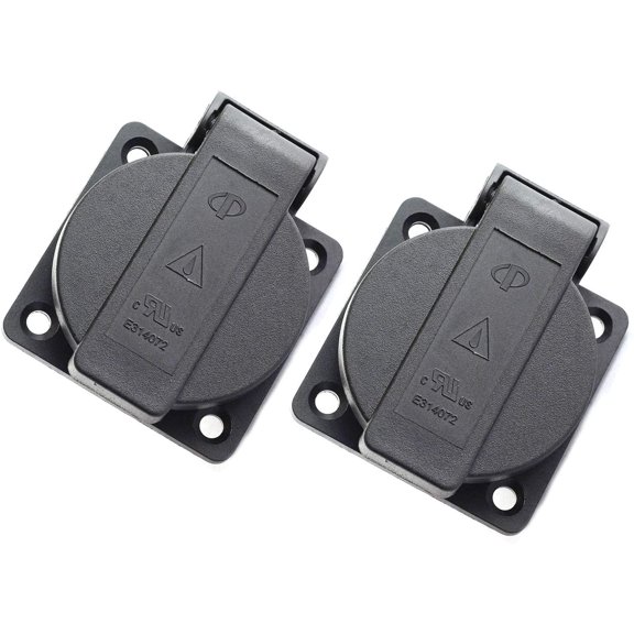 2-Pack US Standard Water-Proof Power Outlet 3-Hole Socket AC 15A 125V Panel Mount Dust-Proof Industrial Electrical Female Plug Power Connector