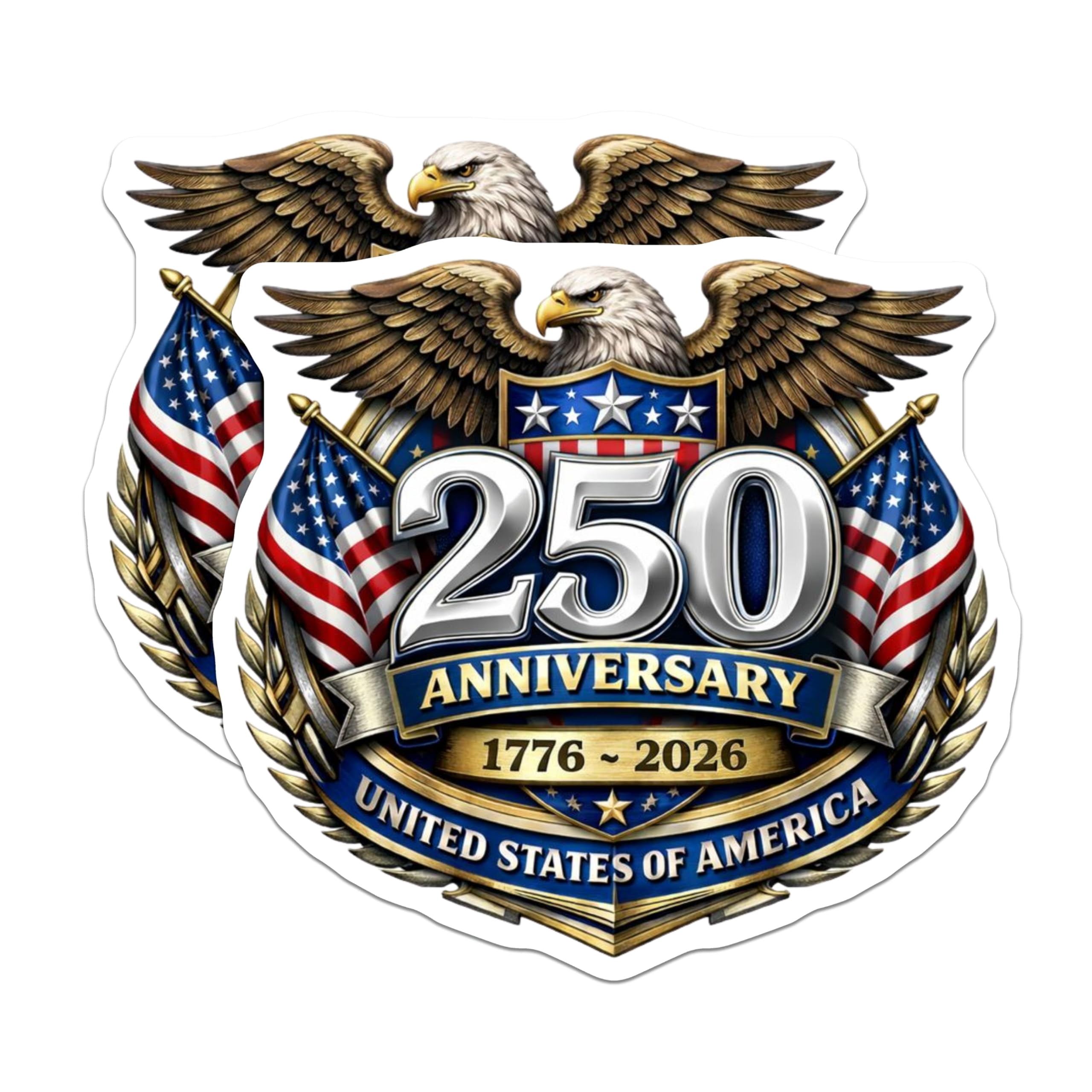 (2 Pack) USA 250th Anniversary Stickers - American Bald Eagle ...