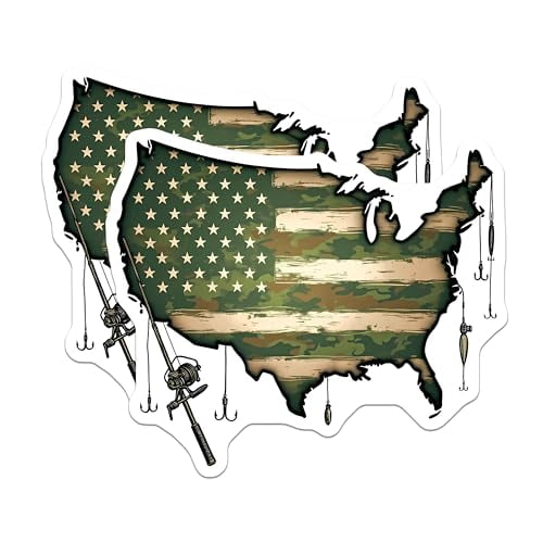 (2 Pack) USA Camo Map Magnet - Patriotic Outdoor Decor - 5" On Longest Side - Sticks to Smooth Flat Surfaces - Made in USA - MAG10167