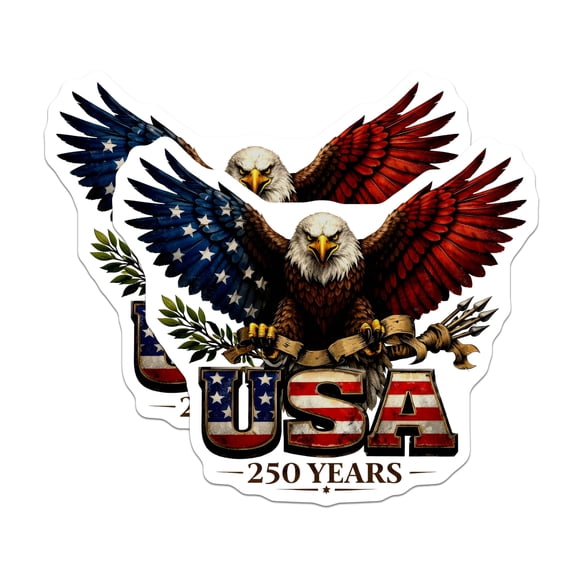 (2 Pack) USA Eagle Magnets - Patriotic Flag Decor - 250 Years Commemorative Item - 5 Inches On Longest Side - Thick Durable Magnet - Made in USA - MAG26304