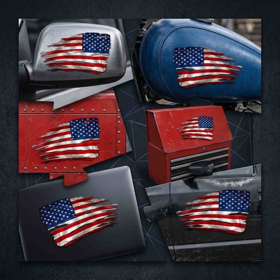 2 Pack USA Flag Car Mirror Stickers, American Flag Decal, Patriotic Vinyl Bumper Sticker for Cars, Trucks & Vehicle Windows, USA Flag Independence Day PVC Vinyl Sticker, 4th of July Decor