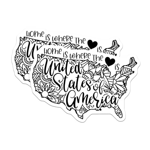 (2 Pack) USA Map Magnets Magnets - Home is Where The Heart is - Black and White Map - 5" On Longest Side - Made in USA - Sticks to Refrigerators & Metal Surfaces - MAG9150