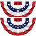 thumbnail image 1 of 2 Pack USA Pleated Bunting Fan Flags, 1.5 x 3 Ft Patriotic Half Fan Banner American Flag Decoration Bunting for Outside Red White and Blue Decor Independence Day Memorial Day 4th of july Decorations, 1 of 10