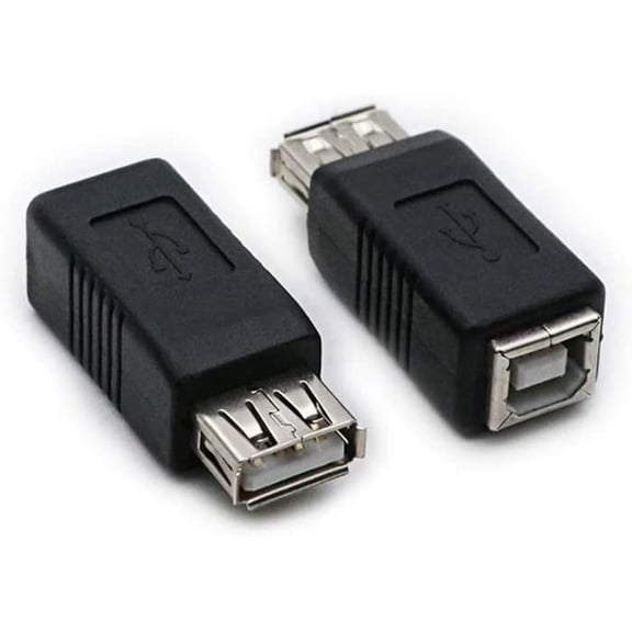 2 Pack USB 2.0 AF/BF Plug Type A Female to Type B Female Adapter Connector Converter Compatible with Laptop Computer Hard Drive Printer Camera