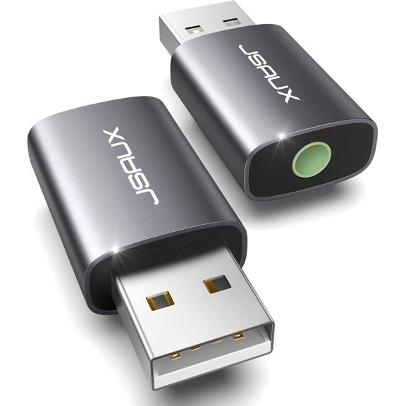 2 Pack USB to 3.5mm Jack Audio Adapter, USB to Audio Aux Adapter External Stereo Sound Card TRRS Female Headset for PS4, PS5, Headphone,Mac, Linux, Laptop, Desktops, Docking Station