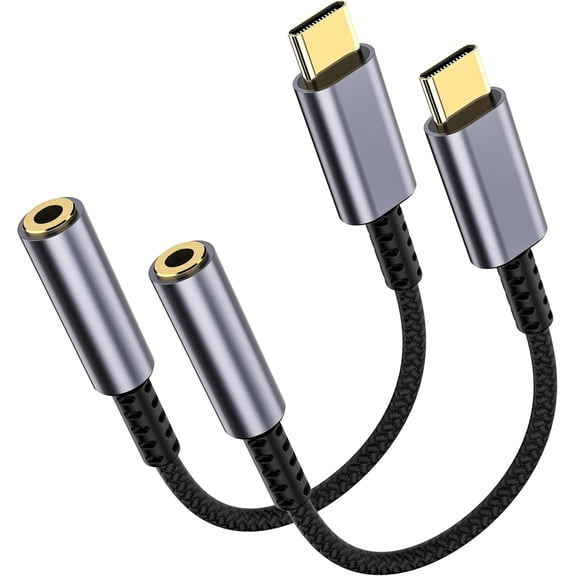 2 Pack USB C to 3.5mm Headphone Jack Adapter HiFi Audio Dongle, Type Aux Female Cable Cord Compatible with iPhone 17/16/15 Pro Max, Samsung S25/S24/S23, iPad Pro, Pixel, MacBook