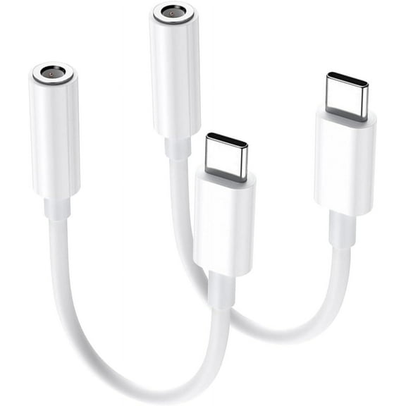 [2 Pack] USB C to 3.5mm Headphone Jack Adapter, Type-C Audio Dongle Compatible with Galaxy S22/ S21/ Note 20/ A53, P50/ P40/ Mate 40, Pixel 6/5, OnePlus, etc