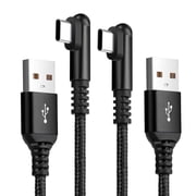 ROFAY 2-Pack Right Angle USB C Cable, 10FT USB-A to Type-C Cord, 90 Degree L-Shape Gaming Charger Compatible with iPhone 17/16/15 Pro Max, Samsung Galaxy S25 S24 S10, iPad, Switch - BlacK