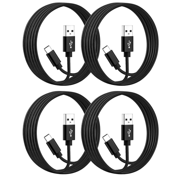 ROFAY 2' USB C to USB C Cable, Black, 4 Count