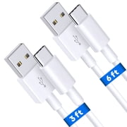 2-Pack USB A to C Cable for CarPlay, [3FT+6FT] White TPE USB to USB C Cable, USB A to USB C Adapter Cord Compatible for iPhone 17/16/15, for iPad Pro 12.9/11, Air 5th Gen MacBook & More Type-C Device