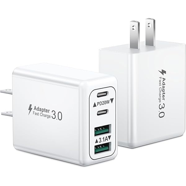 2-Pack USB C Charger Block, 40W 4-Port Fast USB C Charging Block Dual Port USBC Power Adapter+ QC Wall Plug Multiport Type C Cube Charger Block for iPhone 15 14 13 12 11 Pro Max Plus XR XS 8, Samsung