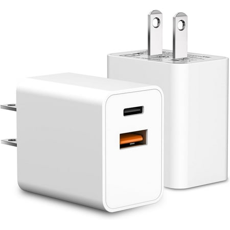 2-Pack USB C Charger Block, 20W PD Fast Charger, Dual Port Plug Type C Charger Compatible for New Apple Watch Series 8 7 6, iPhone 15/14/13/12/11/Pro Max