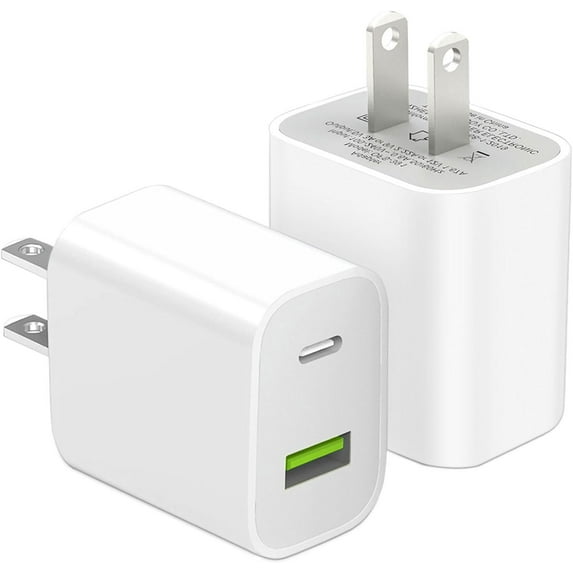 2 Pack USB C Charger Block, Dual Port Type C Wall Charger Fast Charging 20W Power Adapter Cube for iPhone 14/14 Pro/14 Pro Max/14 Plus/13/12/11, XS/XR/X, iPad, Samsung, More