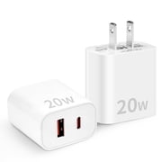 2 Pack USB C Charger Block, Dual Port Type C Wall Charger Fast Charging 20W Power Adapter Cube Compatible for iPhone 17/16/15/14/13/12/11/X/8, i Pad, Sam Sung, Google, Galaxy & More