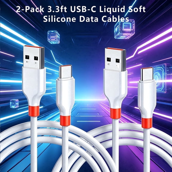 2-Pack USB Type C Fast Charge Cable for Bushnell Phantom 2 Charger, Treblab hd77/HD-Max Speaker, Comiso E6 E26 Earbuds, 3.3ft Liquid Soft Silicone Replacement Charging Cord