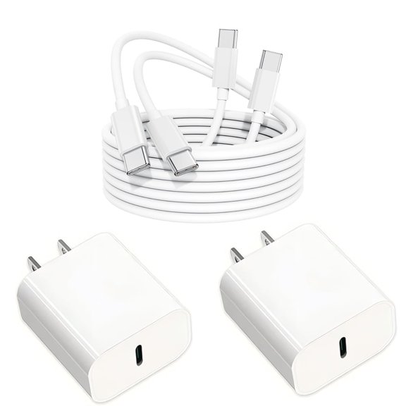 2-Pack 6ft Long Cord iPhone Charger,3X Faster PD Charging Block and Cable Set USB C Charger,Fast Charger,Compatible with iPhone 17/16/15 Pro Max/Plus/Pro/Air, iPad Pro/Air
