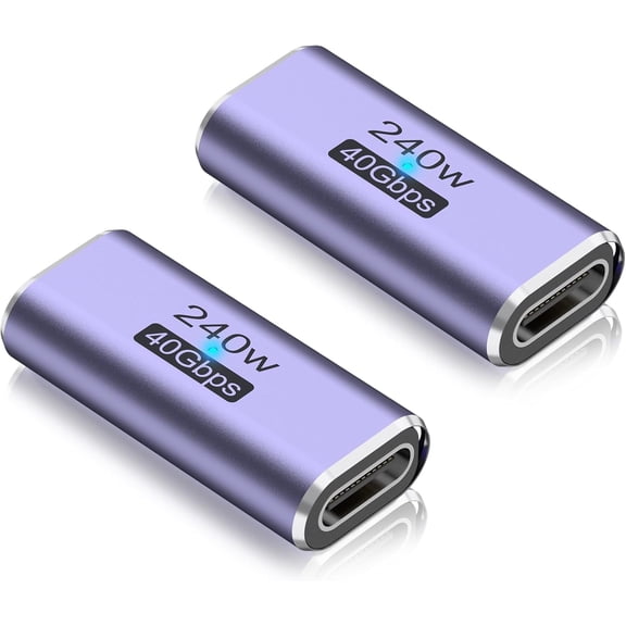 2 Pack USB C Coupler, USB Type C Female to Female Adapter Extender Compatible with Thunderbolt 4/3 Support up to 240W Charging, 40Gbps Data Transfer and 8K@60Hz Video