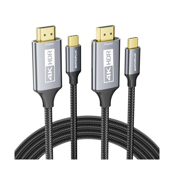 2 Pack USB-C to HDMI Cable 3Ft [4K@60Hz] High-Speed USB Type C to HDMI 2.0 Braided Cord (Thunderbolt 3/4 Compatible) for iPhone 15 Series, MacBook Pro/Air, iPad Pro, Galaxy S8 to S23