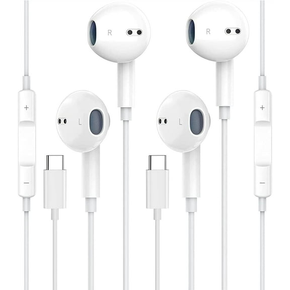 2 Pack USB C Headphone for Samsung S23 FE S22 S21 S20 A53 A54 Wired Earbuds in-Ear Type C Earphone with Microphone Volume Control Bass Stereo Fits Most Android.