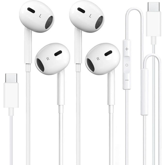 2 Pack-USB C Headphones Wired for iPhone 16/15, Type C Earphones with Microphone & Remote Noise Cancelling Earbuds for iPhone 15 Pro Max, iPad, Galaxy S23/S22/S21/S20/Ultra Note 10/20, Pixel 7/6/5/4