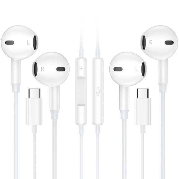 2 Pack USB C Headphones for iPhone 16/15, USB C Magnetic Headphones fits for Samsung Galaxy, Wired Earbuds Type C Earphones with Microphone Volume Control Bass Stereo Noise Canceling for iPad Pro