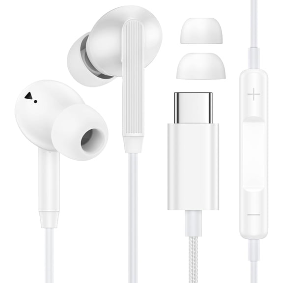 2 Pack USB C Headphones for iPhone 17 16 15, Wired Headphones USB C with with Microphone & Remote Control Noise Cancelling for iPhone 17 16 15 Pro Max, iPad Pro, Galaxy S25 S24 S23 Ultra, Pixel 9 8 7