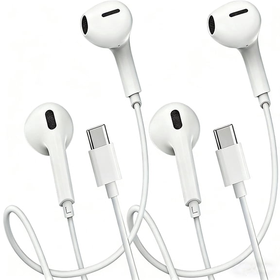 2 Pack USB C Headphones for iPhone 17 16 15, Wired Headphones USB C with with Microphone & Remote Control Noise Cancelling for iPhone 17 16 15 Pro Max, iPad Pro, Galaxy S25 S24 S23 Ultra, Pixel 9 8 7