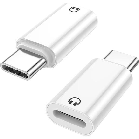 2 Pack USB C to Light-ning Audio Adapter Only for Apple EarPods Headphones, Not for Charging/Data Transfer, Light-ning to USB C Adapter for iPhone 16/15, iPad, White