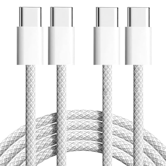 2 Pack USB C to USB C Braided Cable 3.3FT, 60W PD Fast Charging & 480Mbps Data Sync, Durable Nylon Woven Type C Charger Cord for iPhone 17/16/15, iPad, MacBook, Samsung Galaxy, USB-C Devices