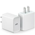 thumbnail image 1 of 2 Pack USB C Wall Charger-Block 20W PD Power Adapter Compatible with iPhone 13/13 Mini/13 Pro/13 Pro Max/12/11 iPad Pro/Mini Google Pixel 4/3 Samsung Galaxy S20 S10 and More, 1 of 7