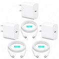 thumbnail image 1 of 2 Pack USB C Wall Charger, PD 20W Fast Charging Block with 6.6FT USB C to USB C Cable, Compatible with iPhone 17/16/15 Series, White, 1 of 1