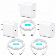 2 Pack USB C Wall Charger, PD 20W Fast Charging Block with 6.6FT USB C to USB C Cable, Compatible with iPhone 17/16/15 Series, White