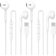 2 Pack USB-C Wired Earbuds for iPad Pro iPhone 15\16\17 Series, Hi-Fi Stereo Sound with Mic Volume Control, Universal Android Compatible