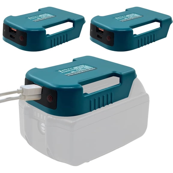 2 Pack USB Charger Adapter for Ma*kita 18V Battery with USB & Type-C Fast Charging Power Wheel Adapter USB Charger (Adapter Only)